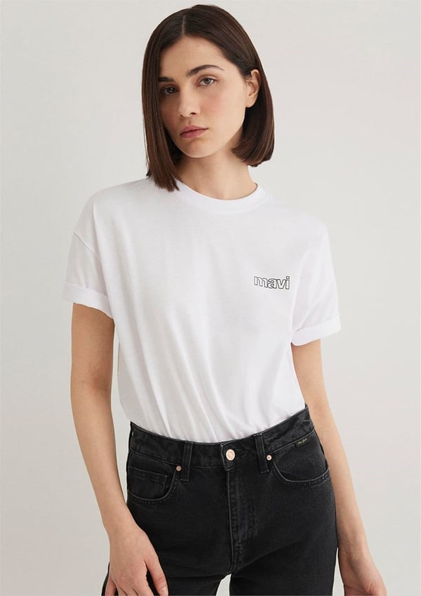 Mavi KiSA KOLLU PENYE Beyaz Beyaz Kadın T-Shirt