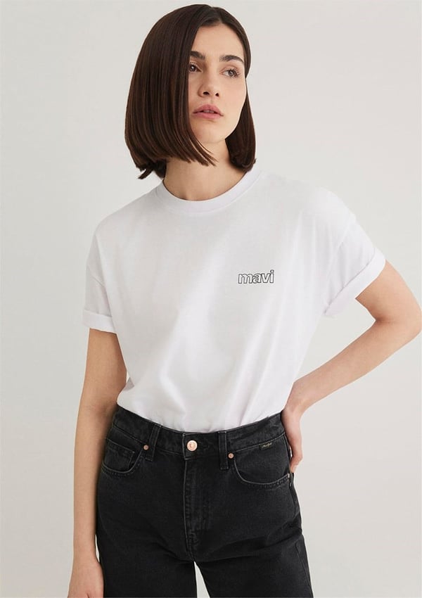 Mavi KiSA KOLLU PENYE Beyaz Beyaz Kadın T-Shirt