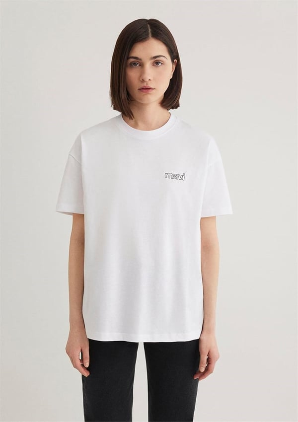Mavi KiSA KOLLU PENYE Beyaz Beyaz Kadın T-Shirt