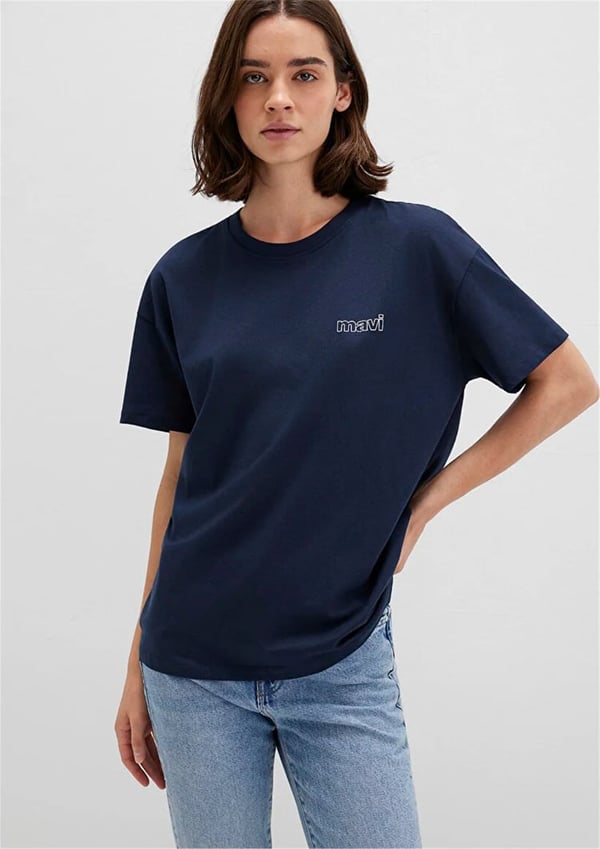 Mavi KiSA KOLLU PENYE Gece Lacivert Lacivert Kadın T-Shirt