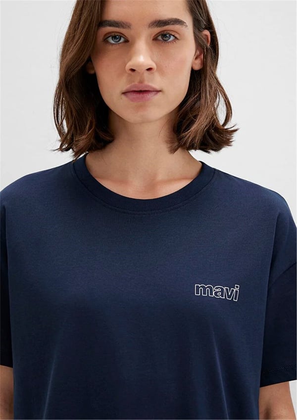 Mavi KiSA KOLLU PENYE Gece Lacivert Lacivert Kadın T-Shirt