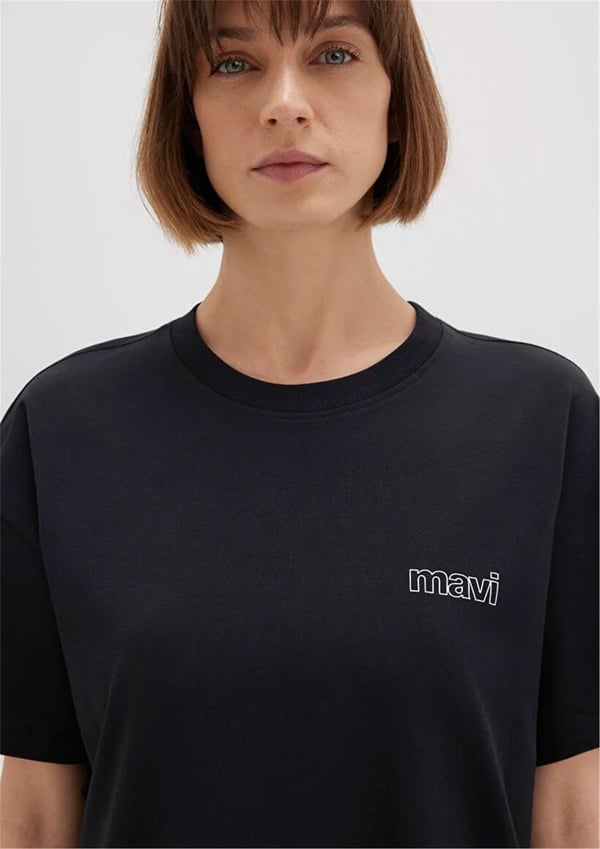 Mavi KiSA KOLLU PENYE Siyah Siyah Kadın T-Shirt