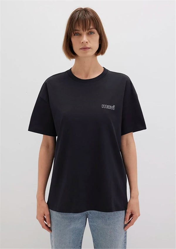 Mavi KiSA KOLLU PENYE Siyah Siyah Kadın T-Shirt