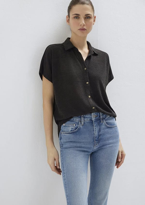 Mavi KiSA KOLLU POLO YAKA PENYE Kömür Antrasit Kadın T-Shirt