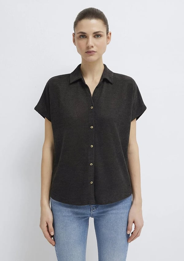 Mavi KiSA KOLLU POLO YAKA PENYE Kömür Antrasit Kadın T-Shirt