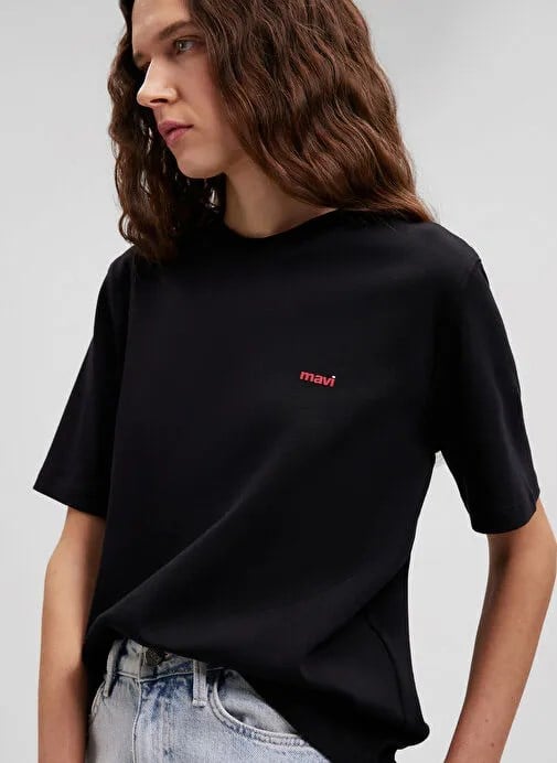 Mavi KiSA KOLLU TİŞÖRT Siyah Siyah Kadın T-Shirt