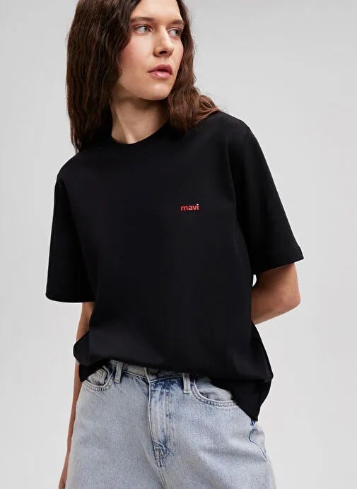 Mavi KiSA KOLLU TİŞÖRT Siyah Siyah Kadın T-Shirt