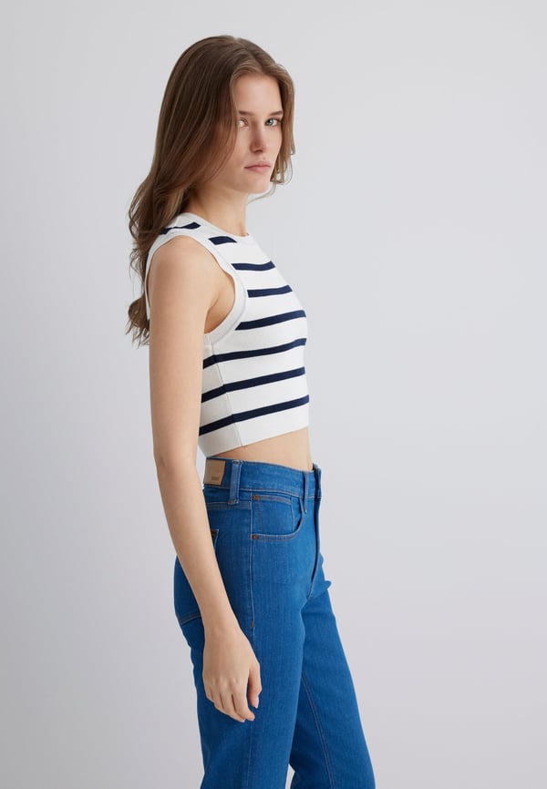 Mavi KOLSUZ TRiKO Navy Blazer Stripe Lacivert Kadın Kazak