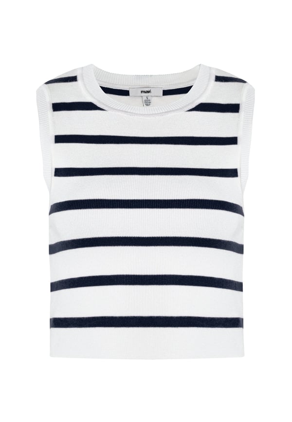 Mavi KOLSUZ TRiKO Navy Blazer Stripe Lacivert Kadın Kazak
