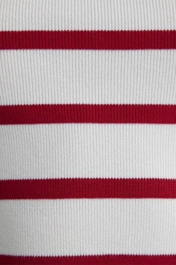 Mavi KOLSUZ TRiKO Scarlet Sage Stripe Kırmızı Kadın Kazak