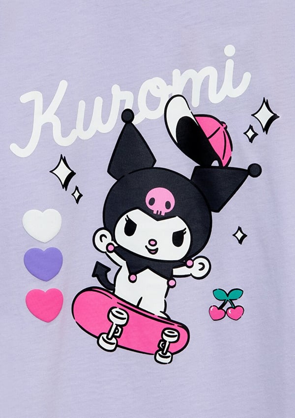 Mavi KUROMI BASKILI TİŞÖRT Toz Lila Lila Kız Çocuk T-Shirt