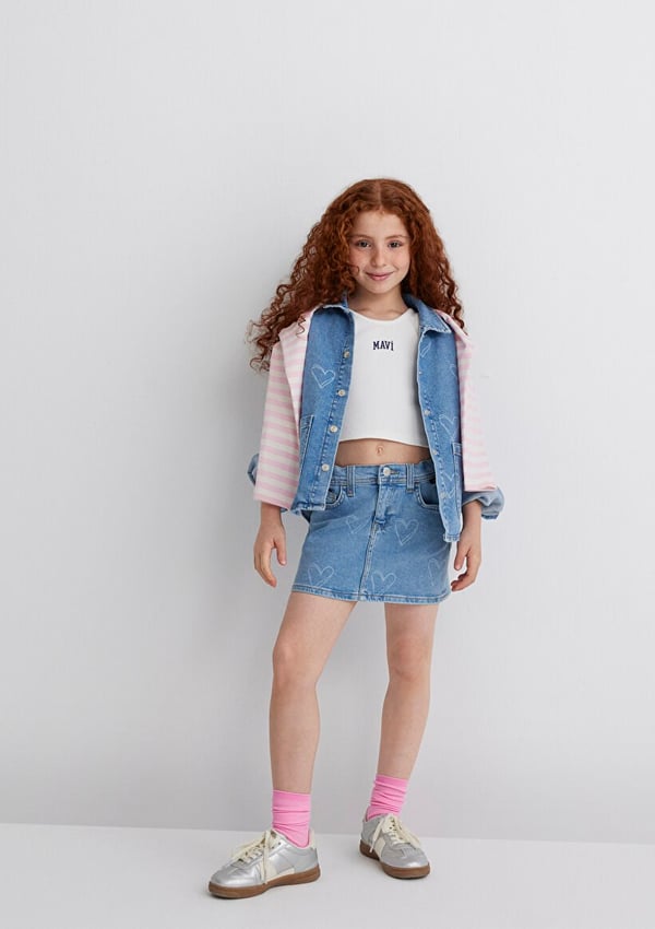 Mavi LAYNA Lt Heart Denim Denim Kız Çocuk Etek