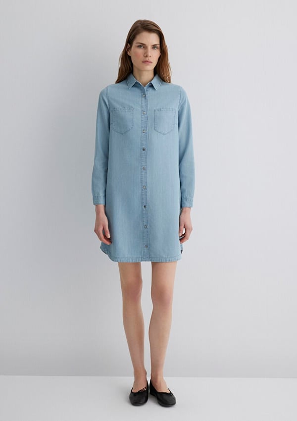 Mavi LiZ Lt Blue Gold Premium Denim Kadın Elbise