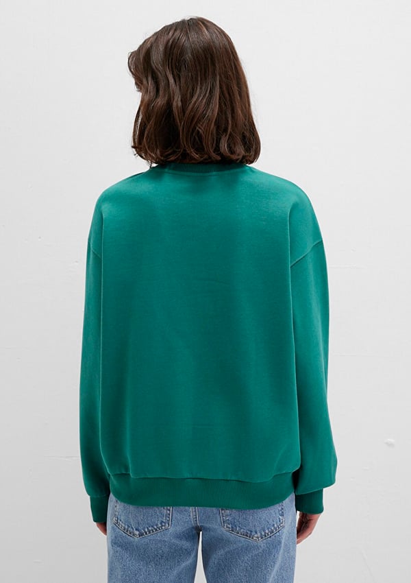 Mavi LOGO BASKiLi SWEATSHiRT Antique Green Yeşil Kadın Sweatshirt