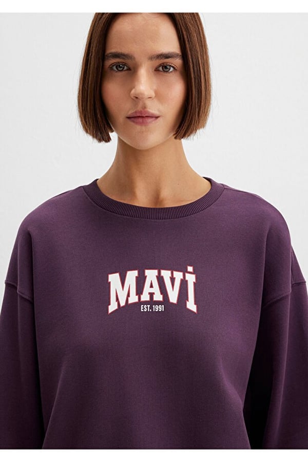 Mavi LOGO BASKiLi SWEATSHiRT Plum Perfect Mor Kadın Sweatshirt