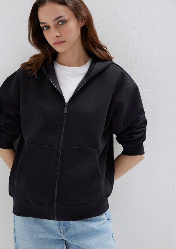 Mavi LOGO BASKILI SWEATSHIRT Siyah Siyah Kadın Sweatshirt