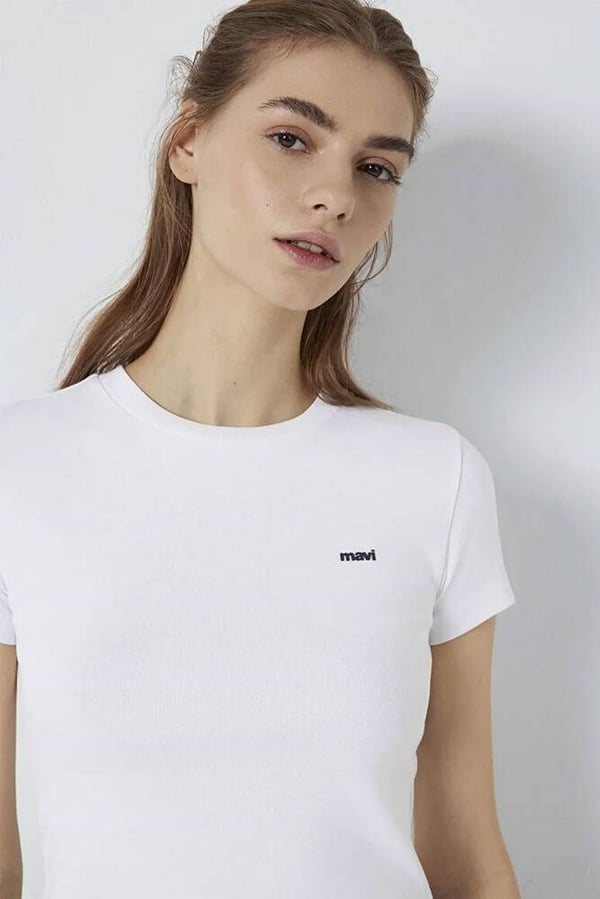 Mavi LOGO BASKILI T-SHIRT Beyaz Beyaz Kadın T-Shirt