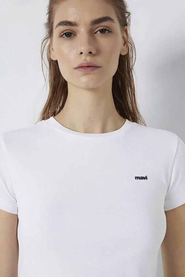 Mavi LOGO BASKILI T-SHIRT Beyaz Beyaz Kadın T-Shirt