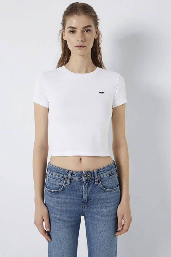 Mavi LOGO BASKILI T-SHIRT Beyaz Beyaz Kadın T-Shirt