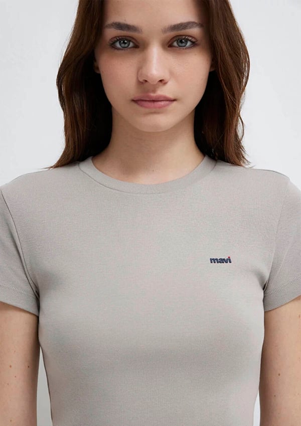 Mavi LOGO BASKILI T-SHIRT Çakmaktaşı Gri Gri Kadın T-Shirt