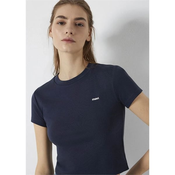 Mavi LOGO BASKILI T-SHIRT Gece Mavisi Lacivert Kadın T-Shirt