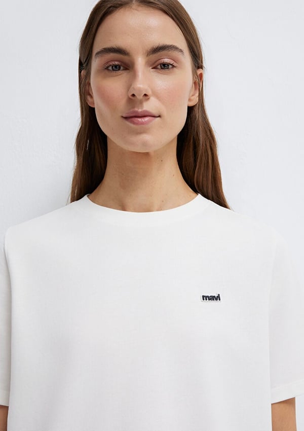 Mavi LOGO BASKILI T-SHIRT Kırık Beyaz Kırık Beyaz Kadın T-Shirt