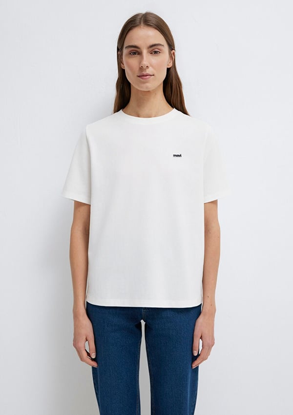 Mavi LOGO BASKILI T-SHIRT Kırık Beyaz Kırık Beyaz Kadın T-Shirt