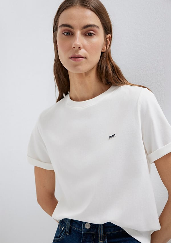 Mavi LOGO BASKILI T-SHIRT Kırık Beyaz Kırık Beyaz Kadın T-Shirt