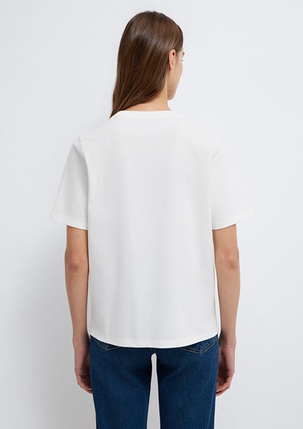 Mavi LOGO BASKILI T-SHIRT Kırık Beyaz Kırık Beyaz Kadın T-Shirt