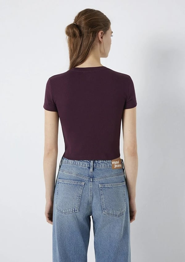 Mavi LOGO BASKILI T-SHIRT Şarap Bordo Bordo Kadın T-Shirt