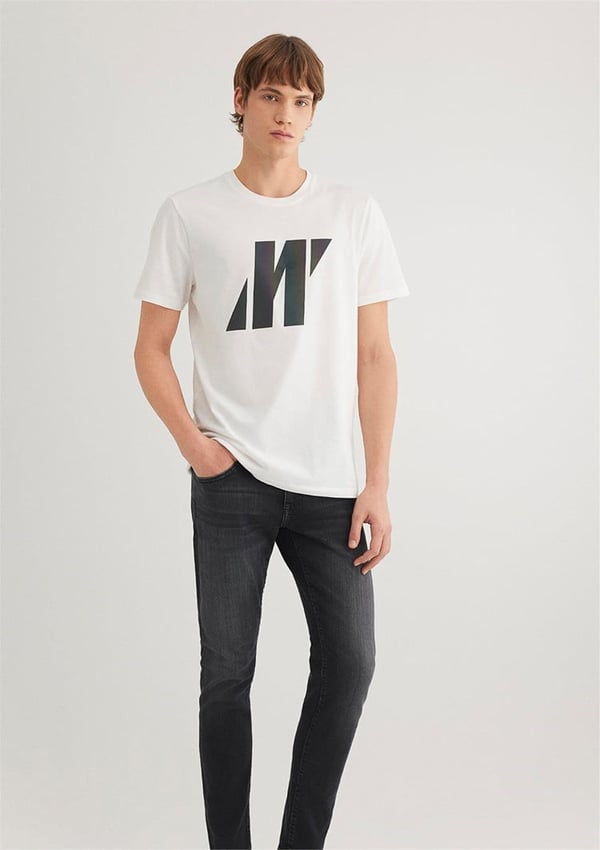 Mavi LOGO BASKILI TISÖRT Kırık Beyaz Kırık Beyaz Erkek T-Shirt