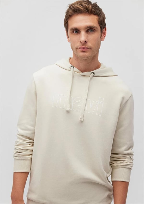 Mavi LOGO KAPÜŞONLU SWEATSHiRT Kum Beji Bej Erkek Sweatshirt