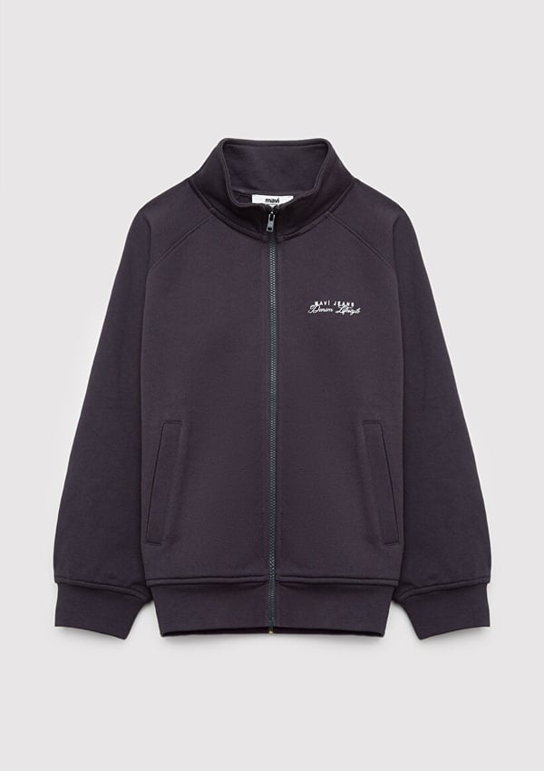 Mavi LOGO SWEATSHIRT TAM FERMUARLI Kömür Antrasit Kız Çocuk Sweatshirt