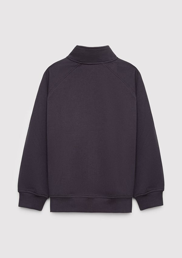 Mavi LOGO SWEATSHIRT TAM FERMUARLI Kömür Antrasit Kız Çocuk Sweatshirt