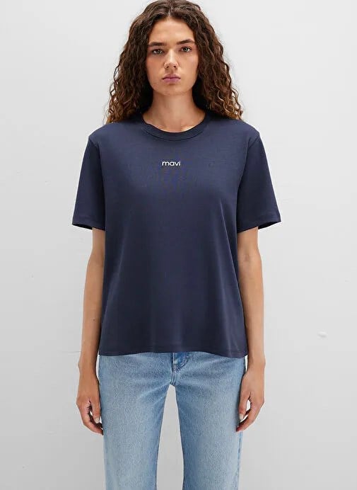 Mavi LOGO T-SHiRT Gece Mavisi Lacivert Kadın T-Shirt