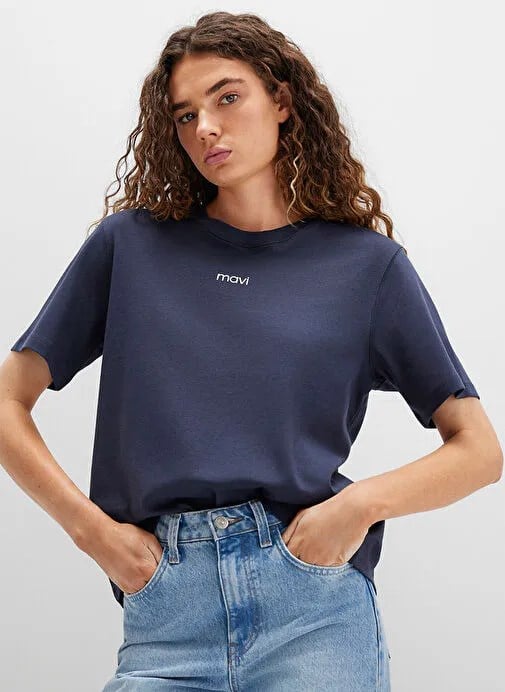 Mavi LOGO T-SHiRT Gece Mavisi Lacivert Kadın T-Shirt