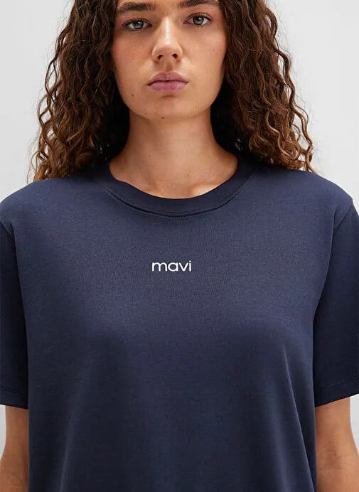 Mavi LOGO T-SHiRT Gece Mavisi Lacivert Kadın T-Shirt