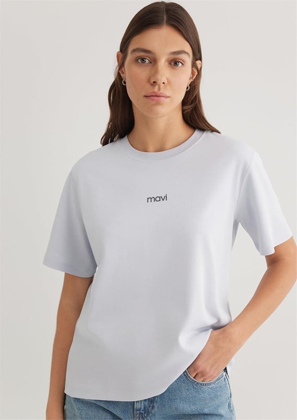 Mavi LOGO T-SHIRT Halogen Blue Açık Mavi Kadın T-Shirt