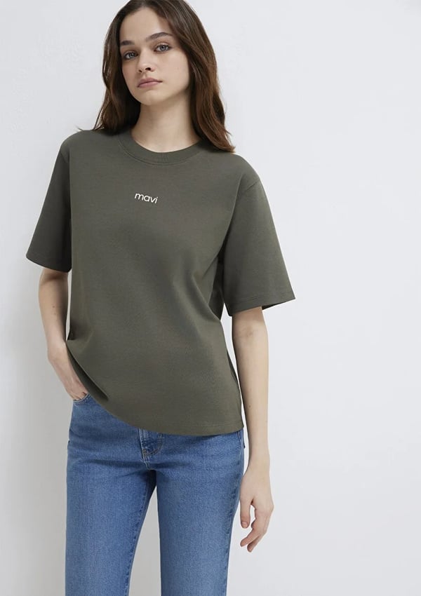 Mavi LOGO T-SHiRT Hindistan Cevizi Beyaz Kadın T-Shirt