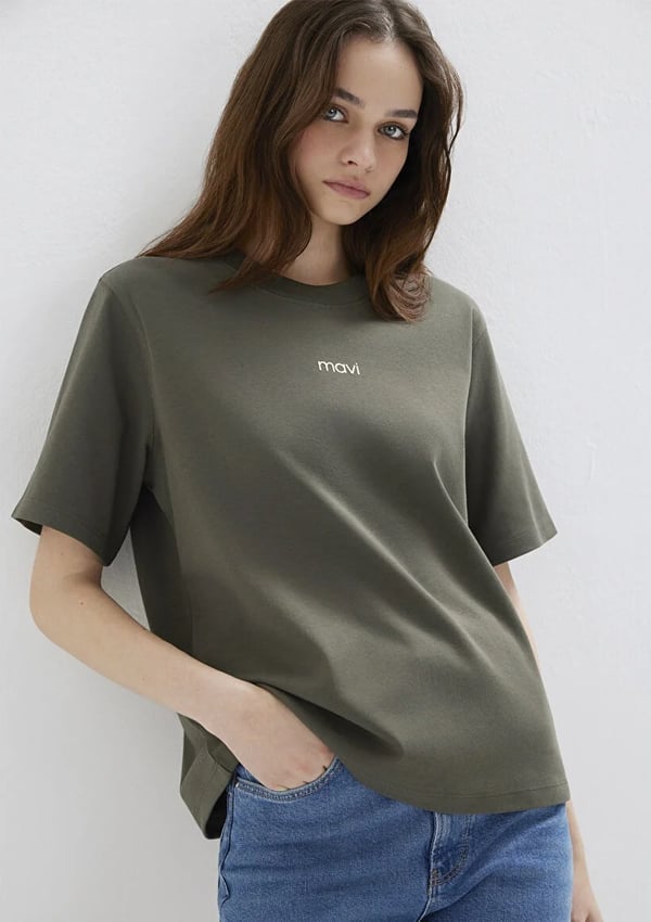 Mavi LOGO T-SHiRT Hindistan Cevizi Beyaz Kadın T-Shirt