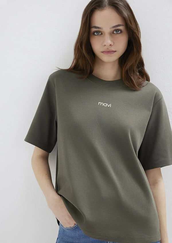 Mavi LOGO T-SHiRT Hindistan Cevizi Beyaz Kadın T-Shirt