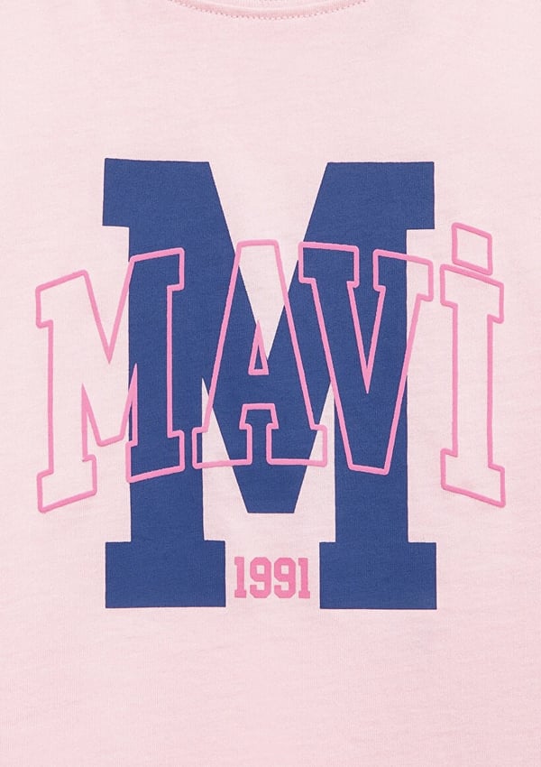 Mavi M LOGO BASKILI TİŞÖRT Tatlı Pembe Pembe Kız Çocuk T-Shirt