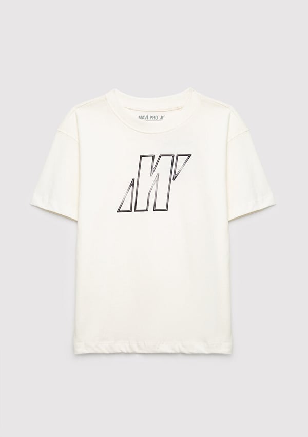 Mavi M LOGO GRAFİK TİŞÖRT Kırık Beyaz Kırık Beyaz Erkek Çocuk T-Shirt