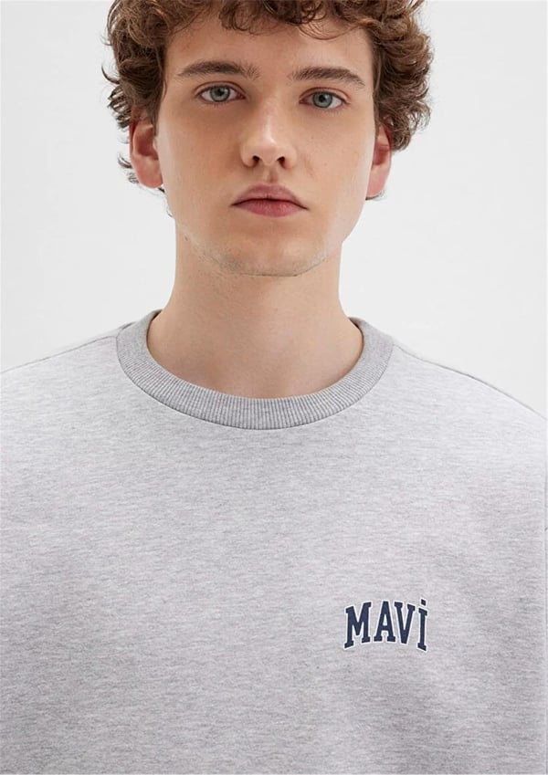 Mavi MAVi BASKiLi SWEATSHiRT Gri Melanj Gri Erkek Sweatshirt