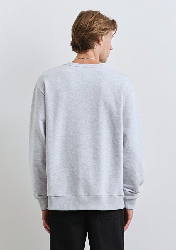 Mavi MAVi BASKiLi SWEATSHiRT Kar Melanj Beyaz Erkek Sweatshirt