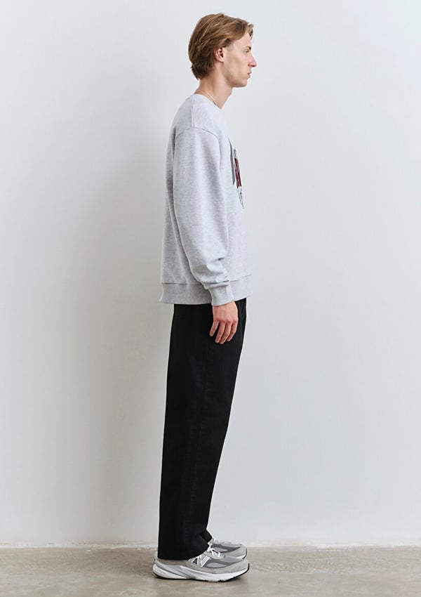 Mavi MAVi BASKiLi SWEATSHiRT Kar Melanj Beyaz Erkek Sweatshirt