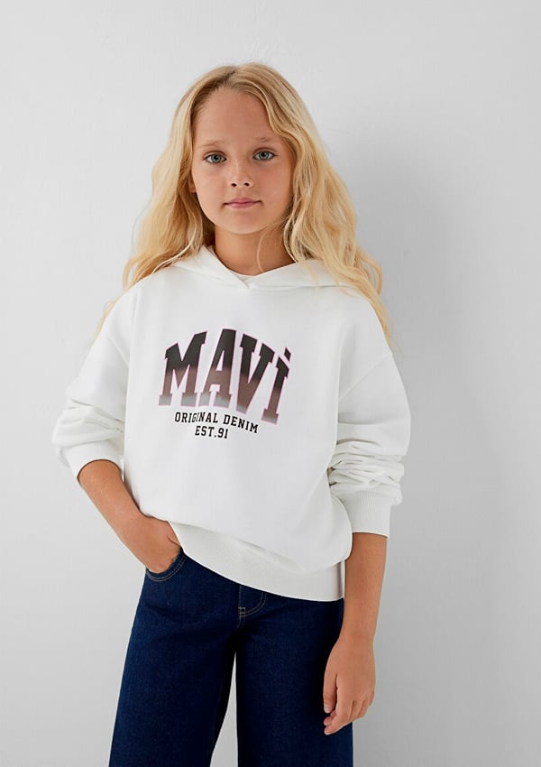 Mavi MAVİ BASKILI SWEATSHIRT Kırık Beyaz Kırık Beyaz Kız Çocuk Sweatshirt