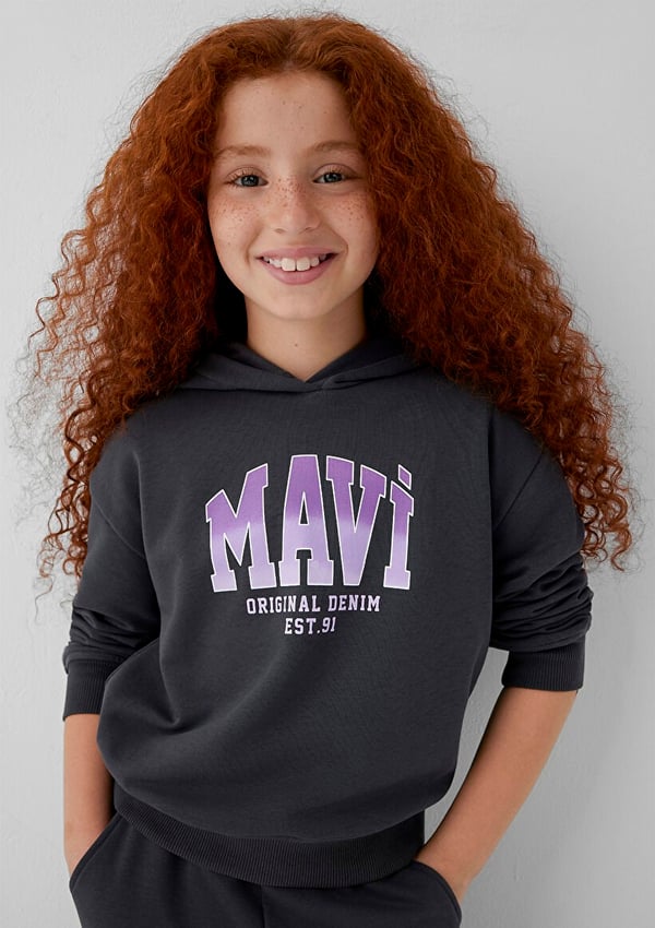 Mavi MAVİ BASKILI SWEATSHIRT Kömür Antrasit Kız Çocuk Sweatshirt