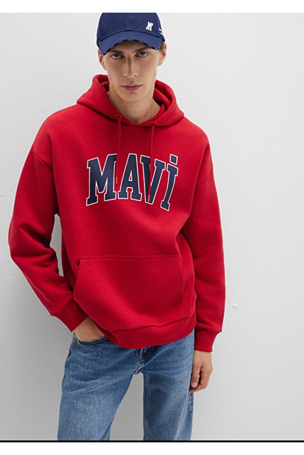 Mavi MAVİ BASKILI SWEATSHIRT   Koyu Acı Kırmı Kırmızı Erkek Sweatshirt
