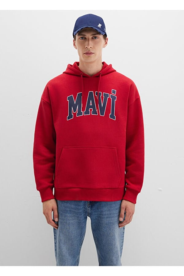 Mavi MAVİ BASKILI SWEATSHIRT   Koyu Acı Kırmı Kırmızı Erkek Sweatshirt